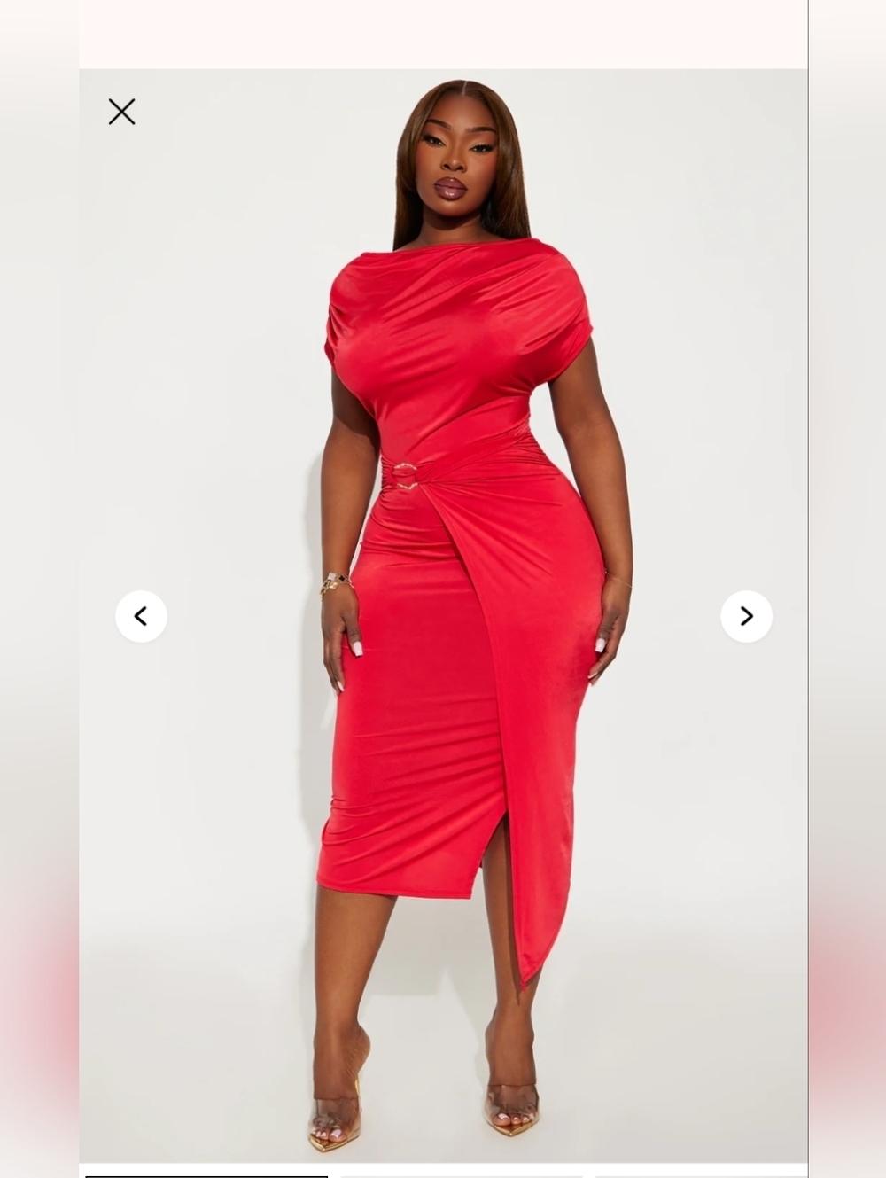 Fashion Nova Zavala Off Shoulder Midi Dress - Red Size 1X (NWOT)